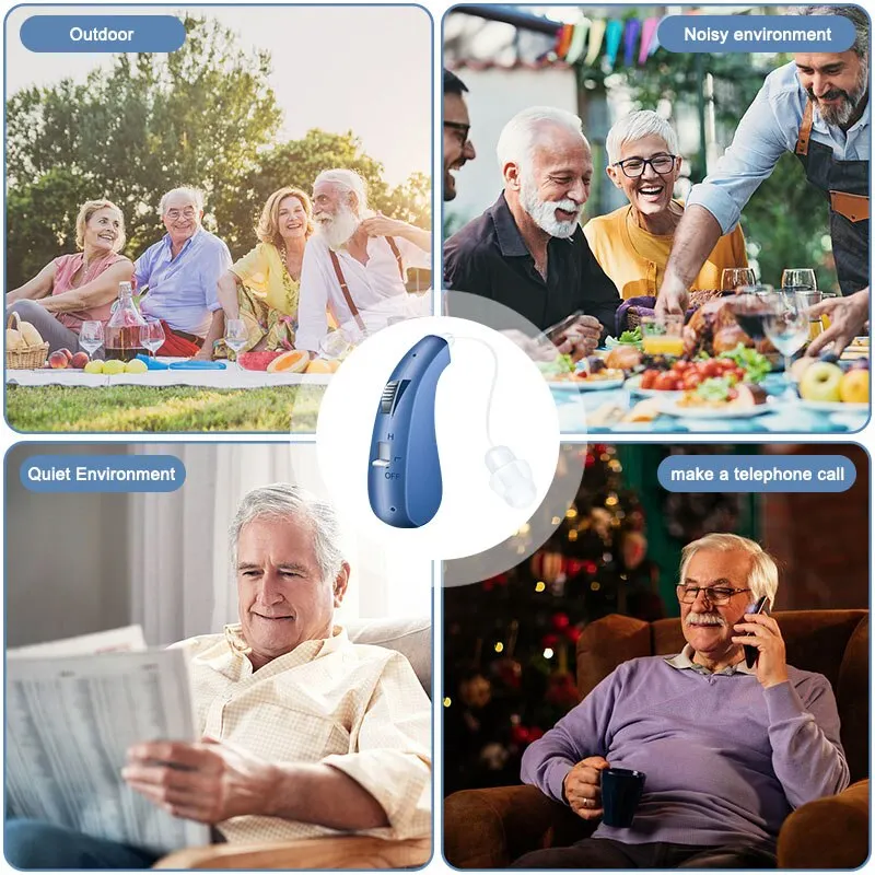 Rechargeable Hearing Aids Mini Digital Hearing Aid Wireless Sound Amplifier Ear Aids for Elderly Moderate to Severe Loss 6