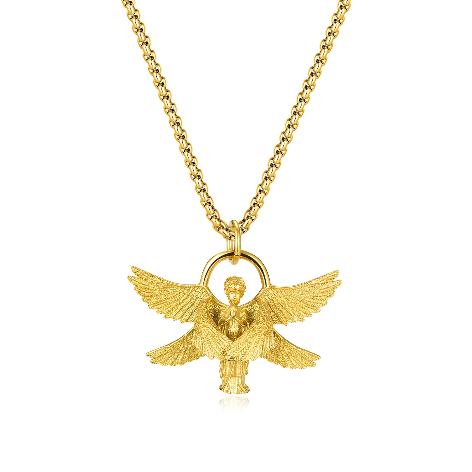 

STN12 Angel Pendant Necklace Handmade Seraph Prayer Pendant Long Chain Necklace Men Women Jewelry Anniversary Gift