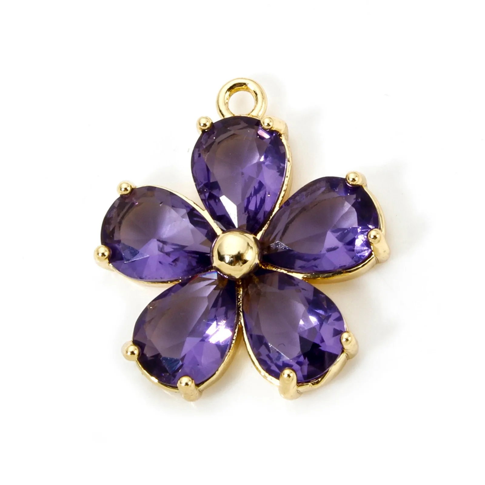 1pc Neue Messing Charms Gold Farbe Blume Mehrfarbige Glas Anhänger DIY Halskette Ohrringe Für Frauen Schmuck Erkenntnisse 21mm x 18,5mm – Detail 5