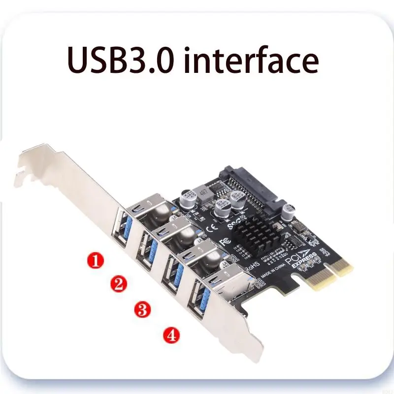 B0KF 4 Port PCI-E To USB HUB PCI for Express Expansion Card Adapter 5 Gbps Speed