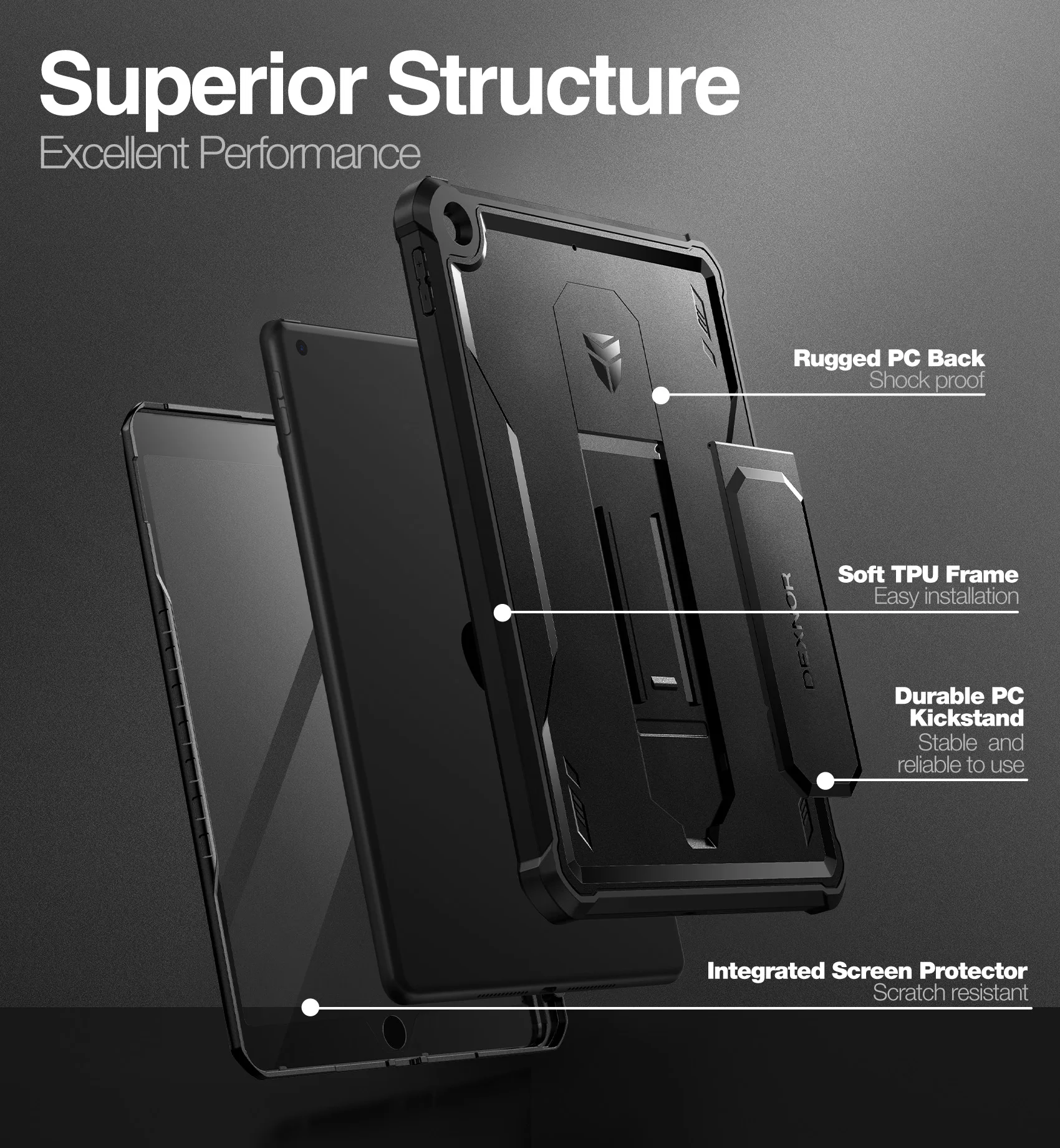 para iPad, Caso Kickstand com Pen Holder,