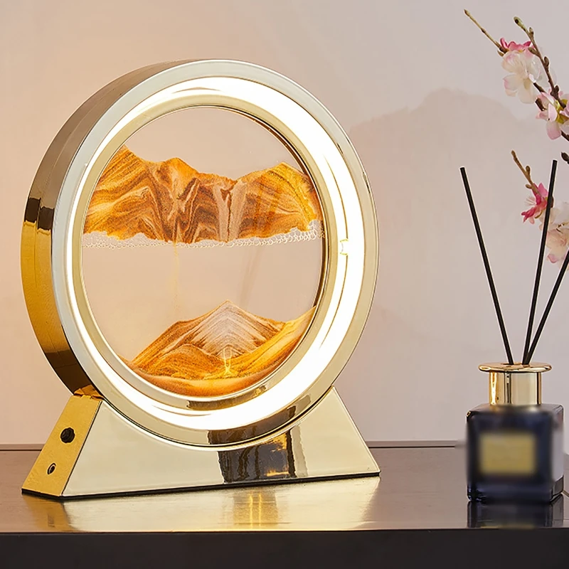 

LED Table Lamp Moving 3D Sand Art Picture Deep Sandscape In Motion Display Flowing Quicksand Hourglass Frame Home Decor Gift