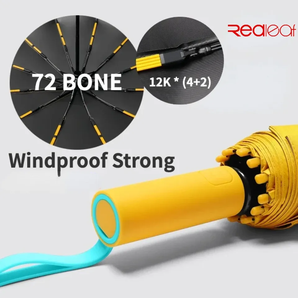 Super Strong Windproof Automatic Folding Men Umbrella  72 Bone Reinforced  Large Rainproof Sun UV Protection Umbrellas Women