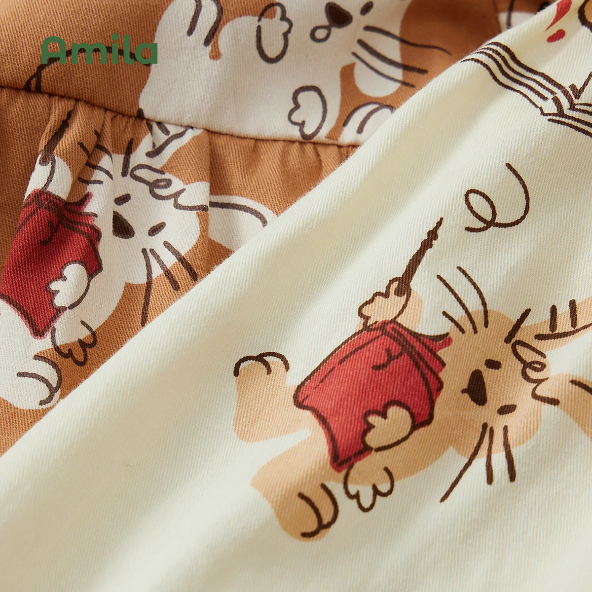 Baby Dress Spring Academic Style Long Sleeves A-line Dresses For Girls Cute Cartoon Print