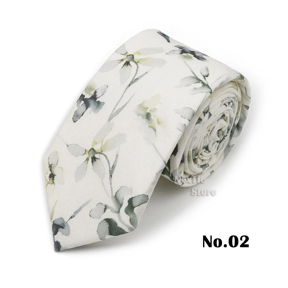 6,5 cm künstlerische Herren- und Damen-Krawatte, klassisch, floral, Baumwolle, elegant, schöne Krawatte mit Blumenblättern, Hochzeit, Party, Accessoires, Geschenk – Detail 2