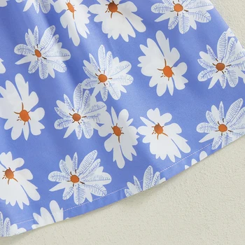 Girls Sleeveless Floral Print Square Neck Bow Summer Dress Kids Casual Clothes for Parties and Special Occasions 2