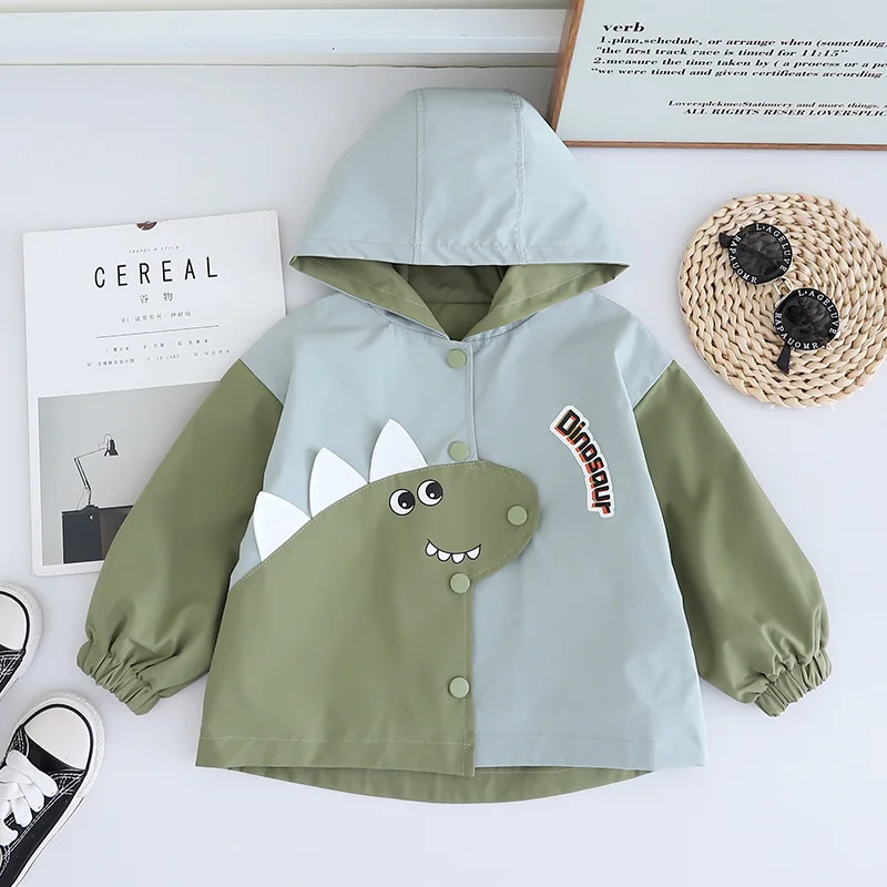 Spring Autumn Kids Outerwear Coat Hooded Cartoon Cotton Single Breasted Toddler Boys Jacket Children Girls Coat