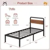 Twin Bed Frames with Mahogany Wood Headboard, 14 Inch Twin Bed Frame No Box Spring Needed Support Up to 2500 lbs, Noise Free 5