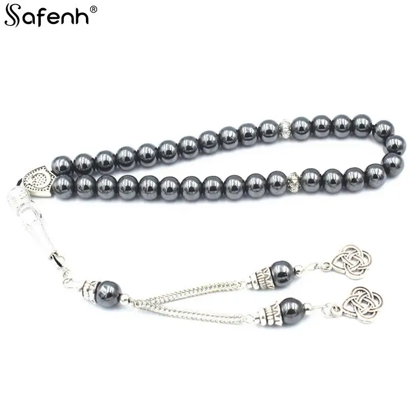 Stone Bead Bracelet Natural Stone Bracelet Beaded Bracelet Prayer Beads Tasbih Natural Hematite Stone 33 Beads Muslim Bracelet Islamic Gift