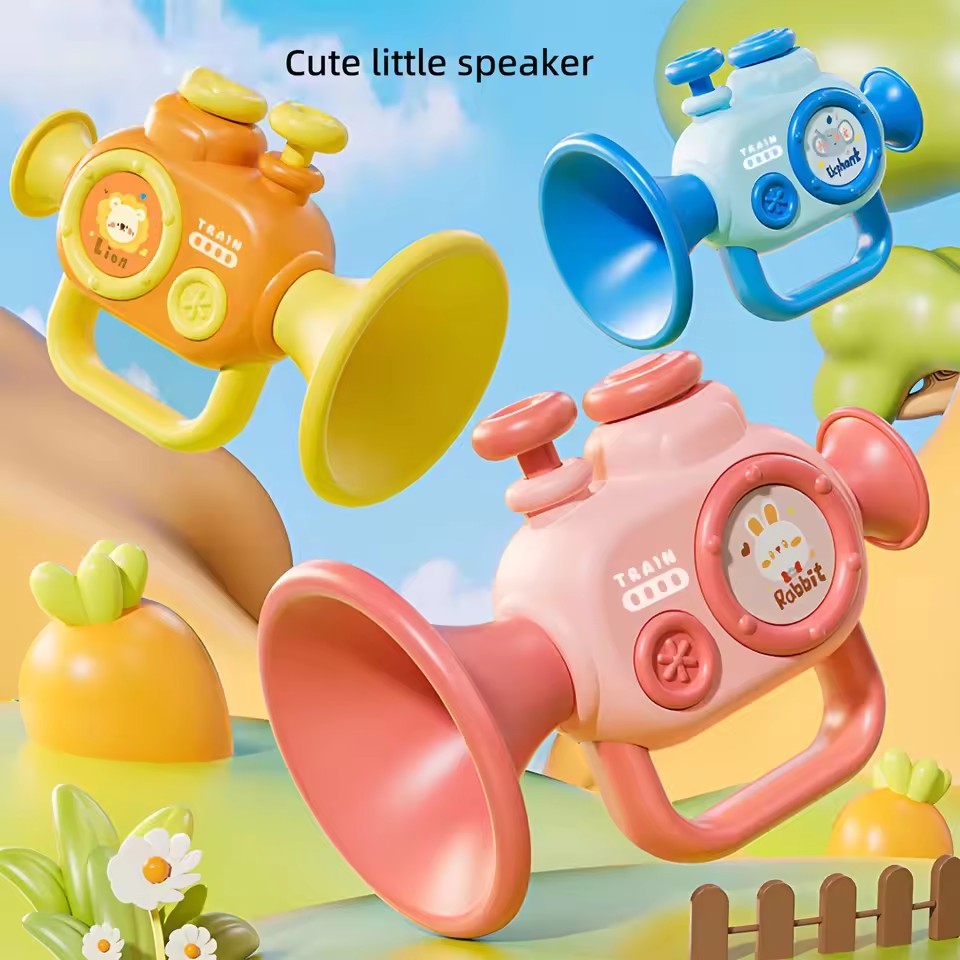 Baby Early Learning Whistle Musical Instrument Trumpet Toy Speech Enhancement Cartoon Hanging Rope for Kids Musical Play Gift
