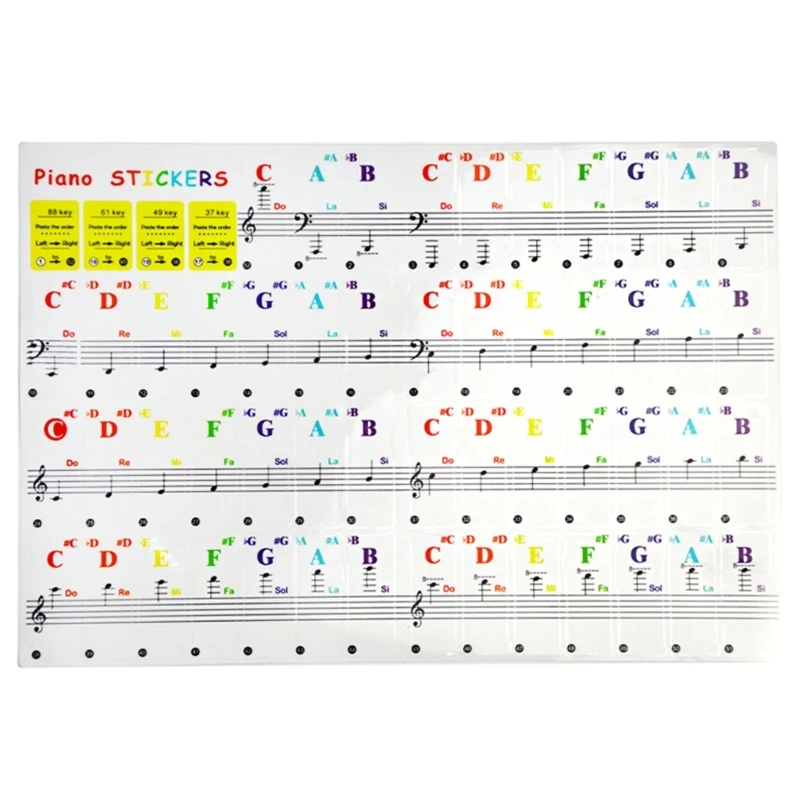 

88/61/49 клавиш, музыкальные наклейки для электронного фортепиано с нотами для начинающих детей, съемные