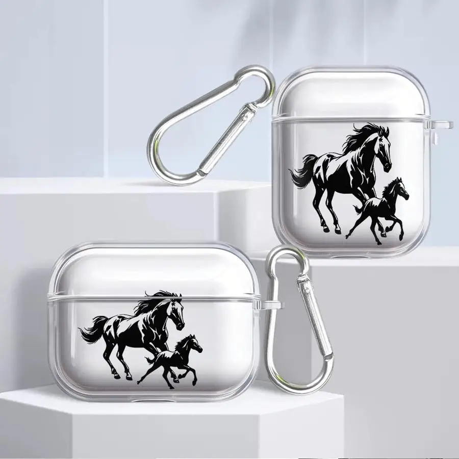 Clear Earphone Case Cover with Horse Design