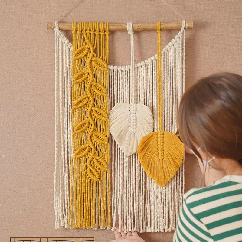 Boho Wall Tapestry Macrame Boho Wall Macrame Woven Wall Tapestry Chic Handmade Tassels Pendant Bohemian Wall Art Decorations 5