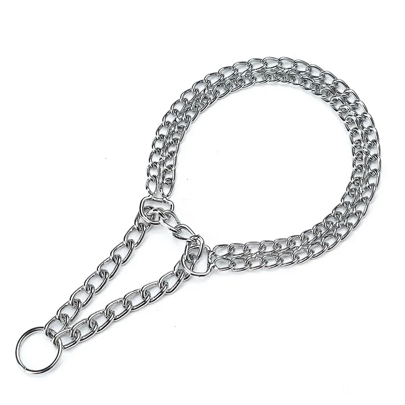 35-65cm Dog Collar Metal Adjustable Double Row Telescopic Chain Triple Ring Explosion-Proof Punch Collar Dog Training Supplies 4