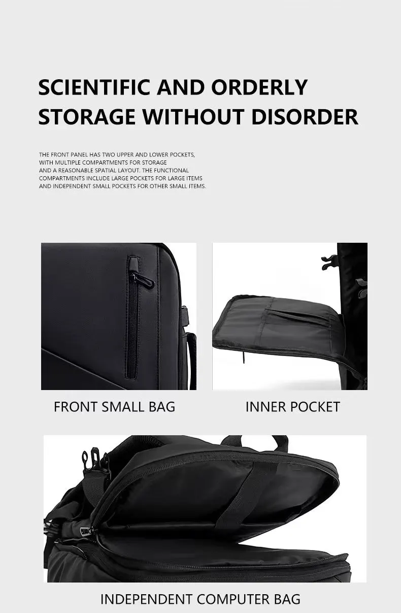 EleJrny Men Business Capacity 17.3Laptop Backpack Large Capacity Expandable Backpack Waterproof USB Travel backpacks men camping