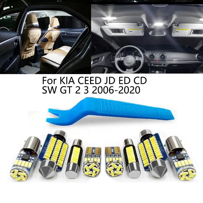 

License Plate Lamp Kit Auto Accessories Canbus For KIA CEED JD ED CD SW GT 2 3 2006-2020 Car Interior LED Light Map Dome Trunk