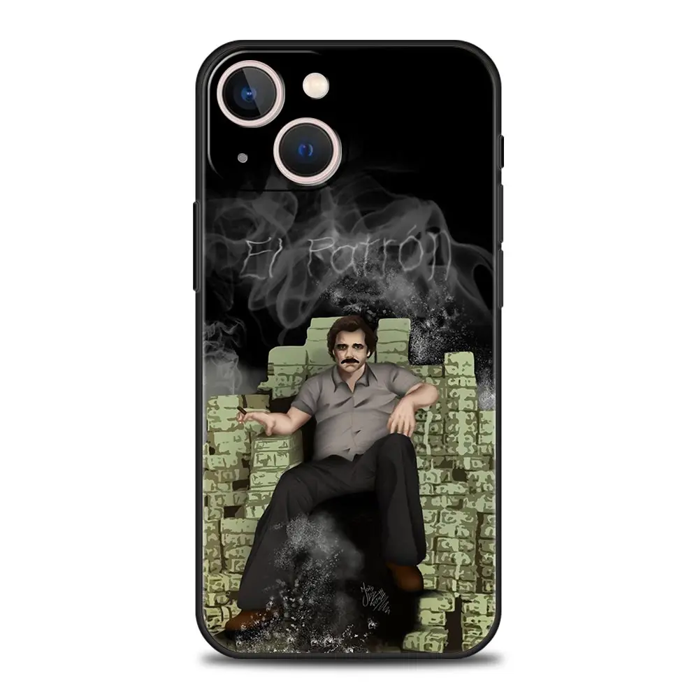 Luxurious Black Silicone Phone Case Inspired by Narcos TV Series Featuring Pablo Escobar Design