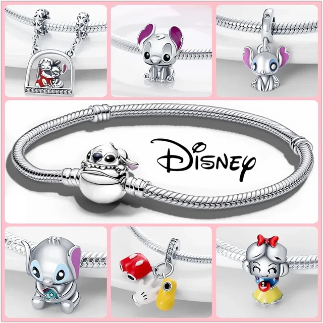 Breloques Disney en argent regardé 925 pour femme, porte-souris