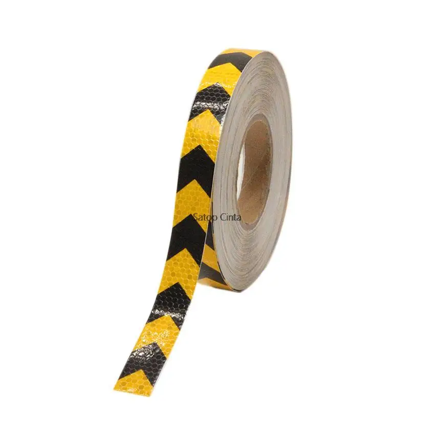 25mm*5m High Light Arrow Printing Retro Reflective Conspicuity Tape Warning Waterproof Safety Stickers For Bicycle Truck Vehicle