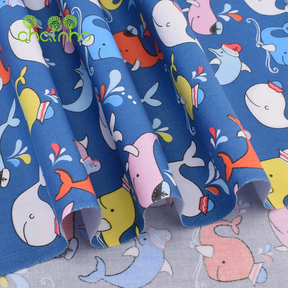 Chianho,Printed Twill Weave Cotton Fabric,DIY Sewing Quilting Material,Patchwork Cloth,8 Designs Cartoon Series,2 Sizes,15C307