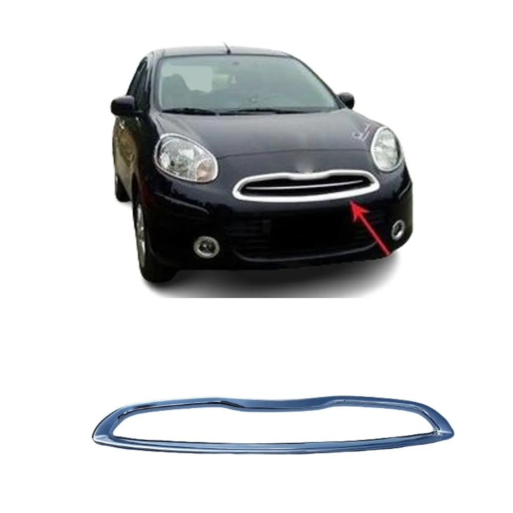 

For Nissan March 2011 2012 2013 2014 2015 2016 2017 Car Cover ABS Chrome Trim Front Bottom Racing Grid Grill Grille Panel Frame