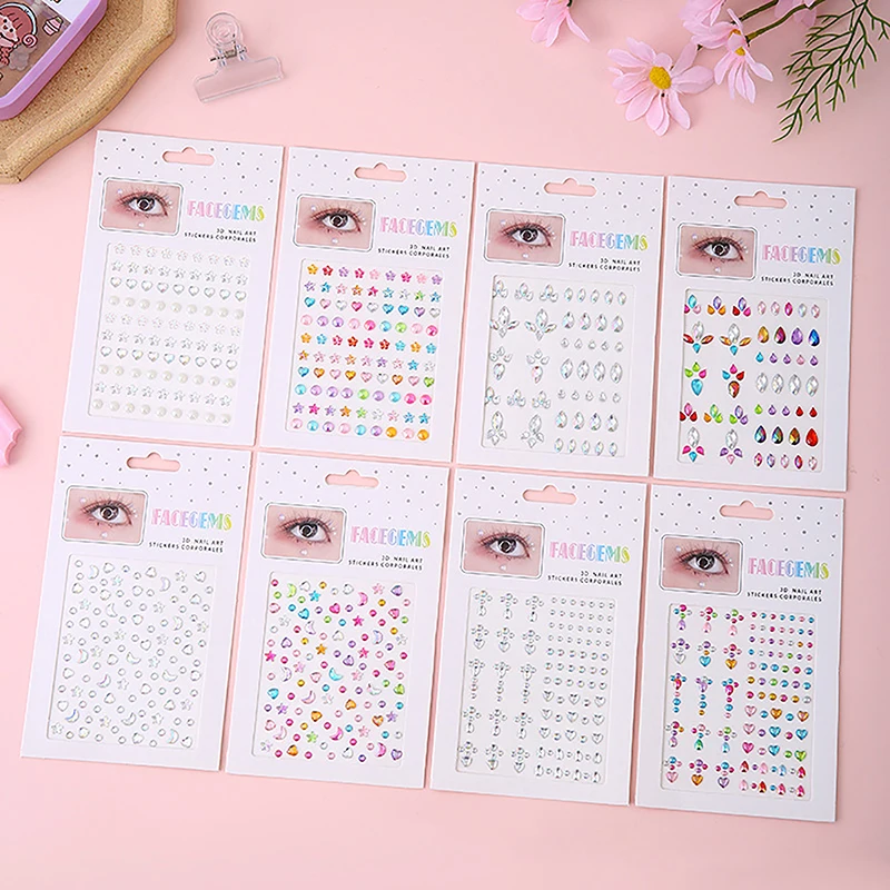 Makeup Diamond Eyes Face Festival DIY Body Crystal Gems Tattoo Adhesive Rhinestone Nail Art Decoration Acrylic Eyeshadow Sticker 2