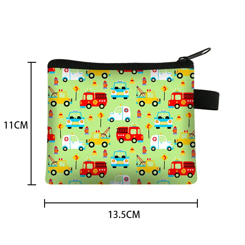 Cartoon Firetruck Excavator Crane Coin Purse Keychain Zipper Pouch Kids Wallet Card Money Coin Bag Cute Purses and Handbags coin purse card wallet coin wallet change bag card holders