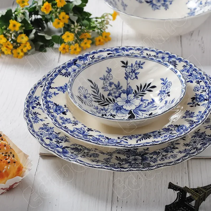 Vintage Ceramic Dinner Plate Set Estilo Pastoral S rie de Flores de vintage-ceramic-dinner-plate-set-estilo-pastoral-s-rie-de-flores-de
