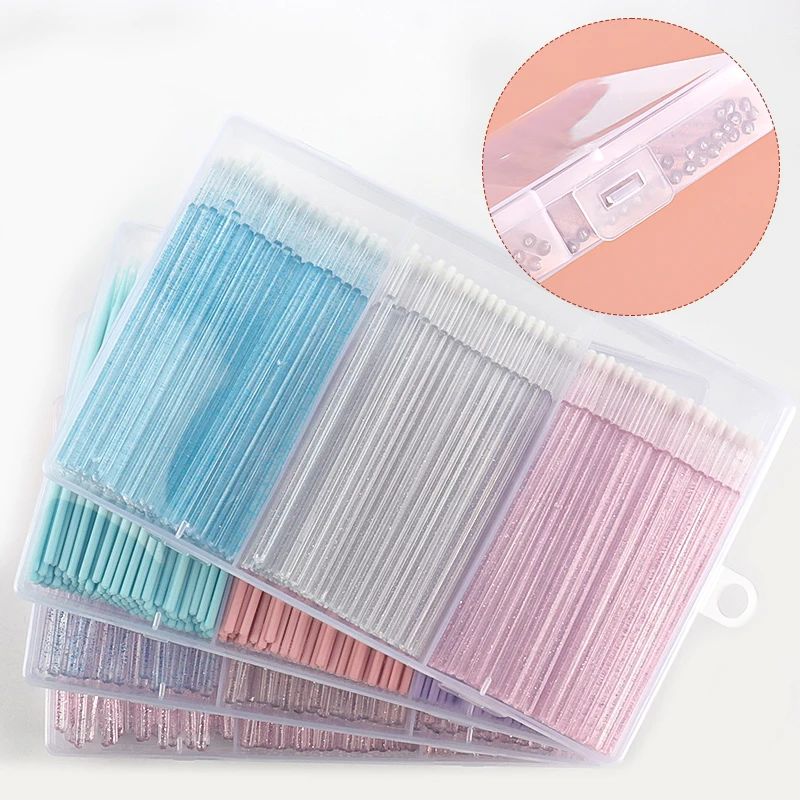 1/90/200/300 Pcs Wimpern Make-Up Pinsel Set Silikon Augenbraue Pinsel Micro Baumwolle Stick Lip Gloss Tupfer wimpern Verlängerung Werkzeuge – Detail 2