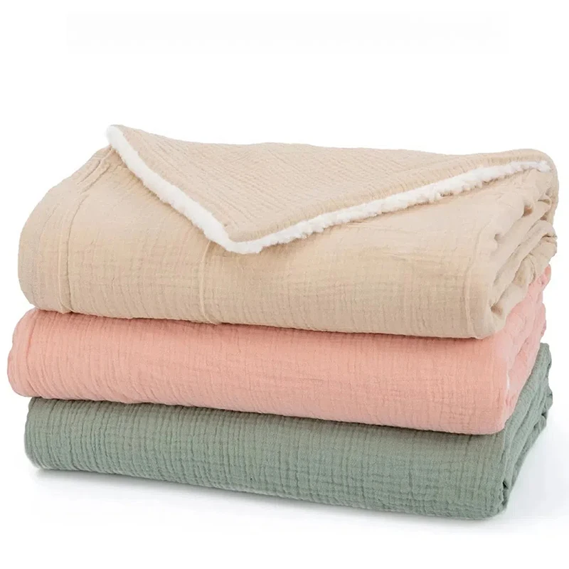 Soft Muslin Cotton Baby Blanket Double Layer Breathable and Lightweight Blanket Cozy Warm for Newborn Baby Boys Girls 6