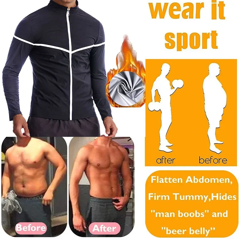 MrifDila Sauna Sweating Jackets Men Sweating Shapewear Long Sleeve Sauna Suit Slimming Suits Reflective Strips 3 Times