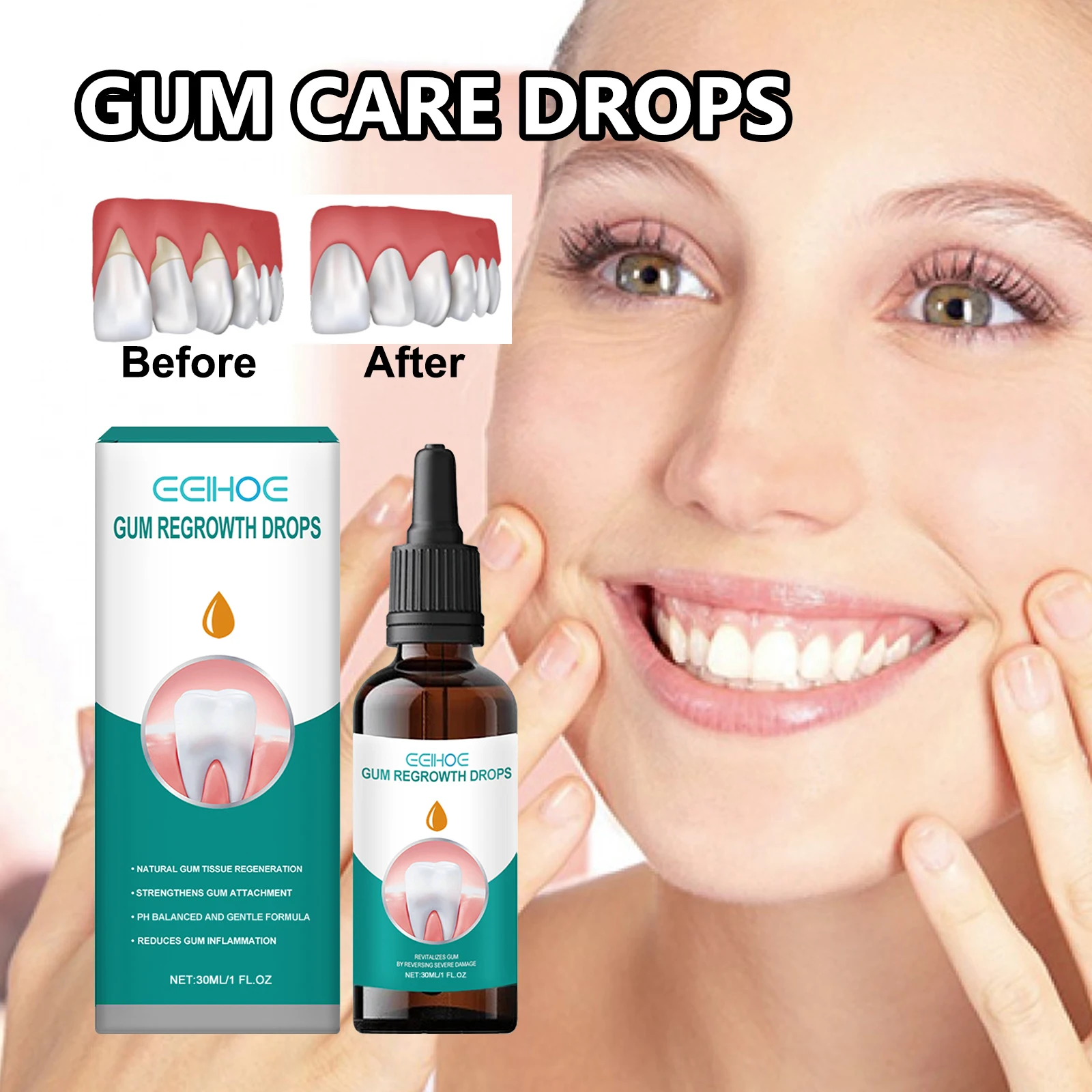 Gingival Repair Drops Repair Cavities Caries Whiten Teeth Remove Plaque Stains Relieve Gums Decay gum repair drops teeth whitening essence teeth whitening product