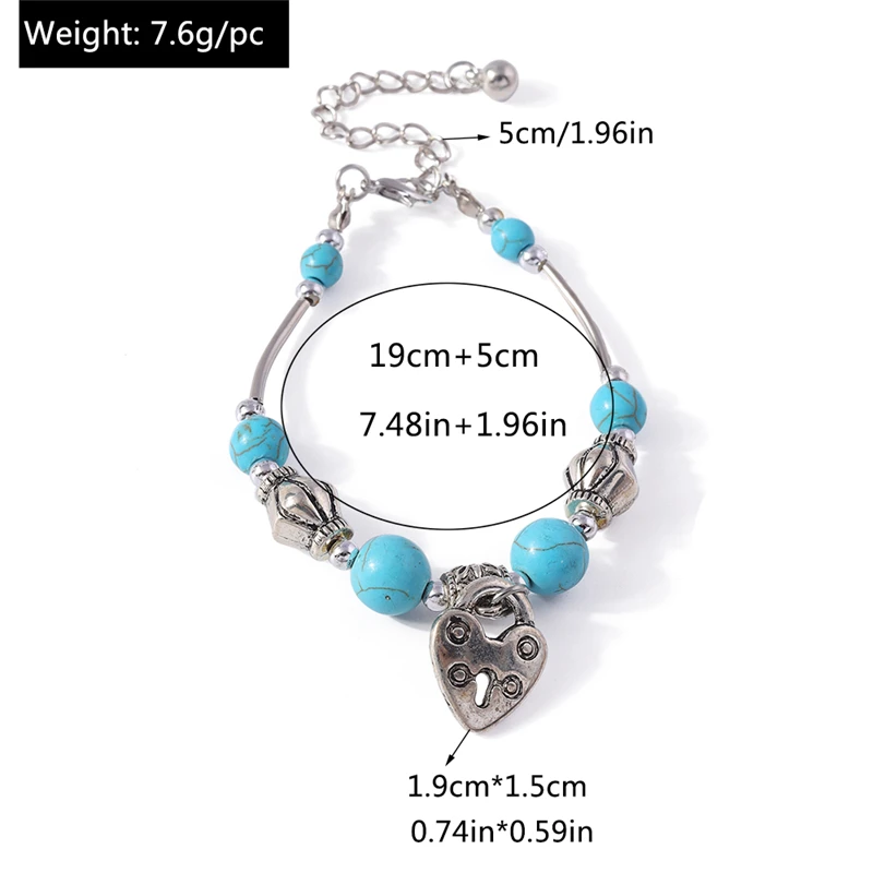 Böhmische bunte türkisfarbene Armbänder für Frauen, handgefertigte Steinperlen, Armreifen, Mädchen, Party, Urlaub, Schmuck, Geschenke – Detail 8