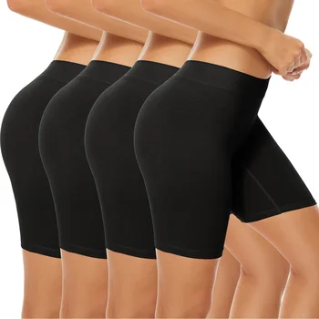 POKARLA 4PCS Womens Cotton Panties Biker Shorts Boxer Briefs Ladies Anti Chafing High Waisted Underwear for Work Sport Pregnant 1