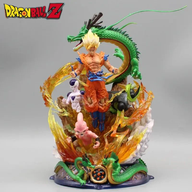 

23cm Dragon Ball Figure Super Saiyan Son Goku Figure Cell Shenron Buu Anime Figure Gk Statue Figurine Model Doll Collection Gift