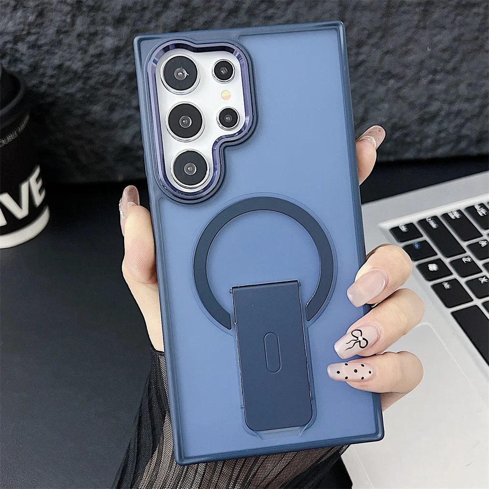 Enhanced Magnetic Wireless Charging Stand Holder Case with Matte Luxury Finish