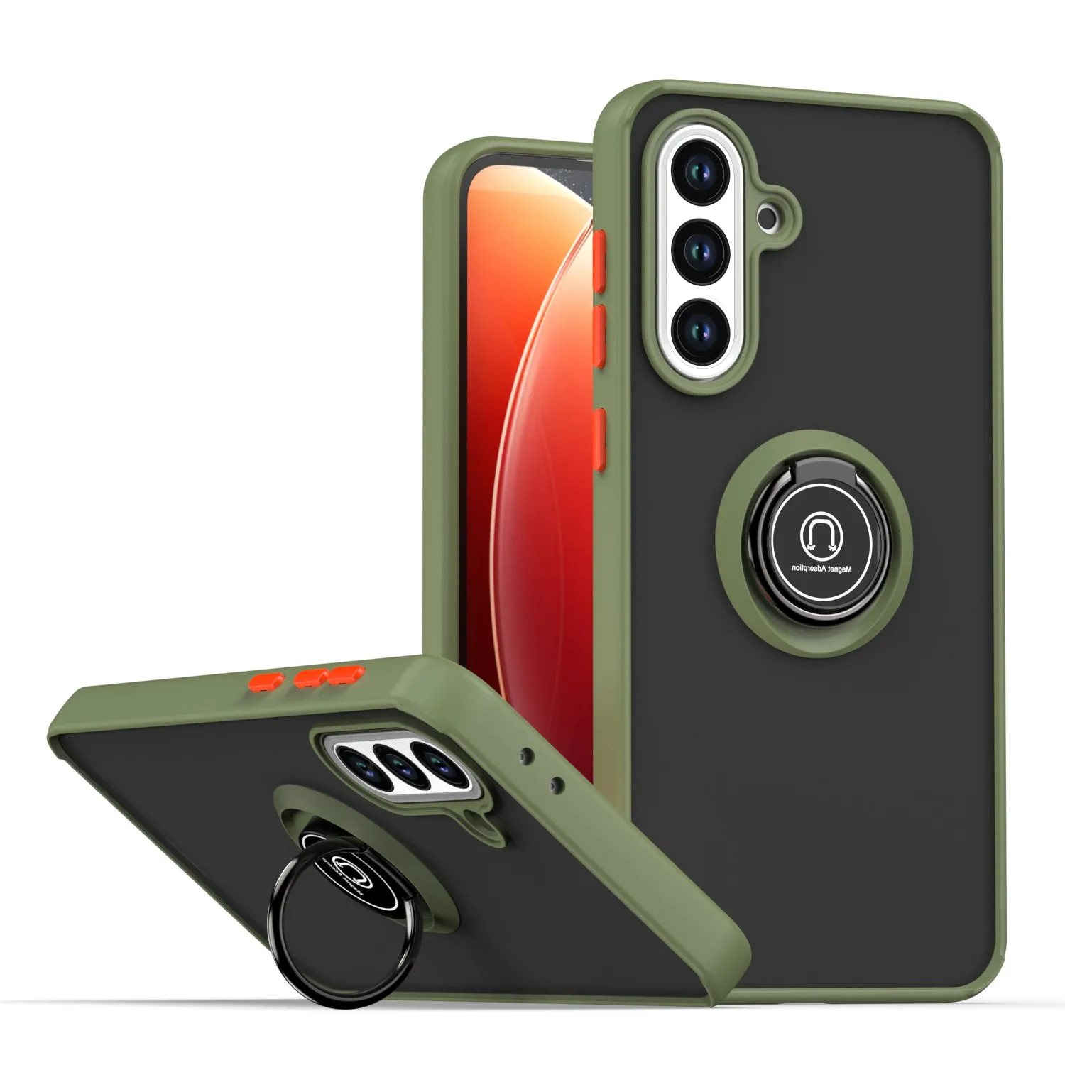 Enhanced Armor Matte Shockproof Case with Magnetic Ring Stand