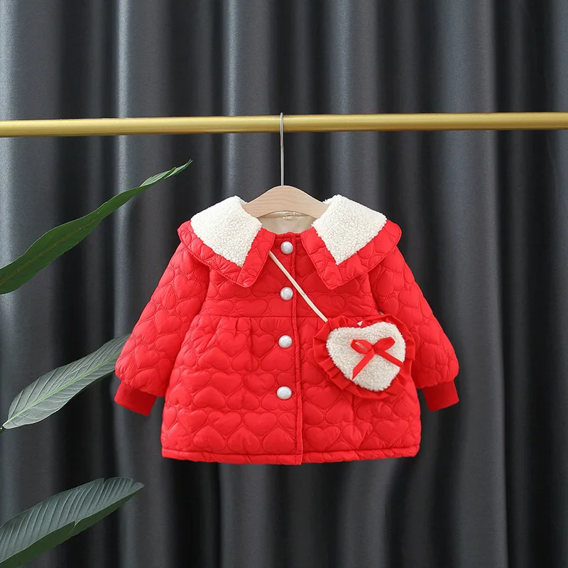2pcs Baby Winter Clothes Set Fashion Overalls For Children Windproof Warm Girl Jacket Lapel Toddler Cotton Coat Kids Costume