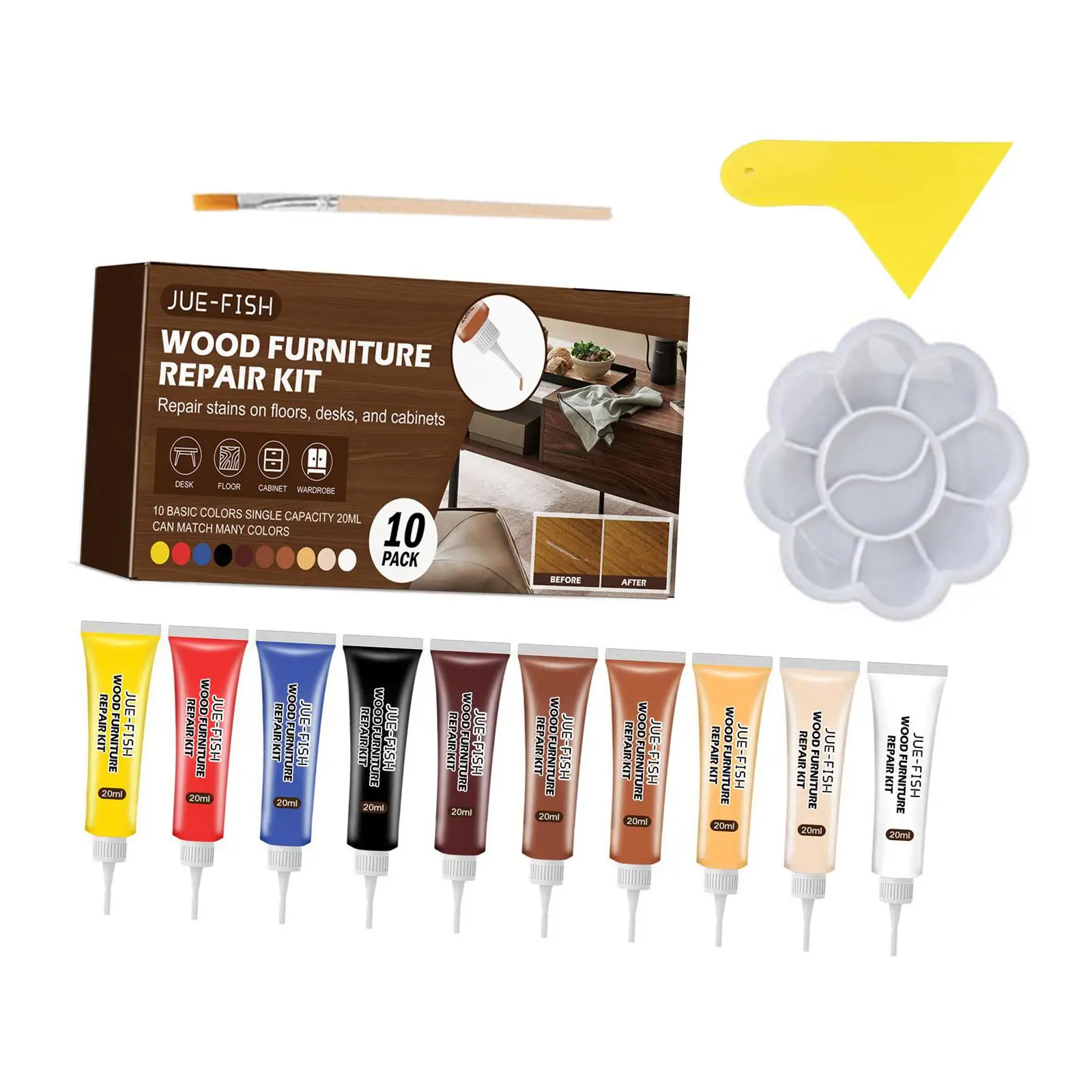 Wood Furniture Repair Kit Accessories 10 Colors Wood Fillers Furniture Repair Set for Scratch Cracks Wooden Doors wood repair kit