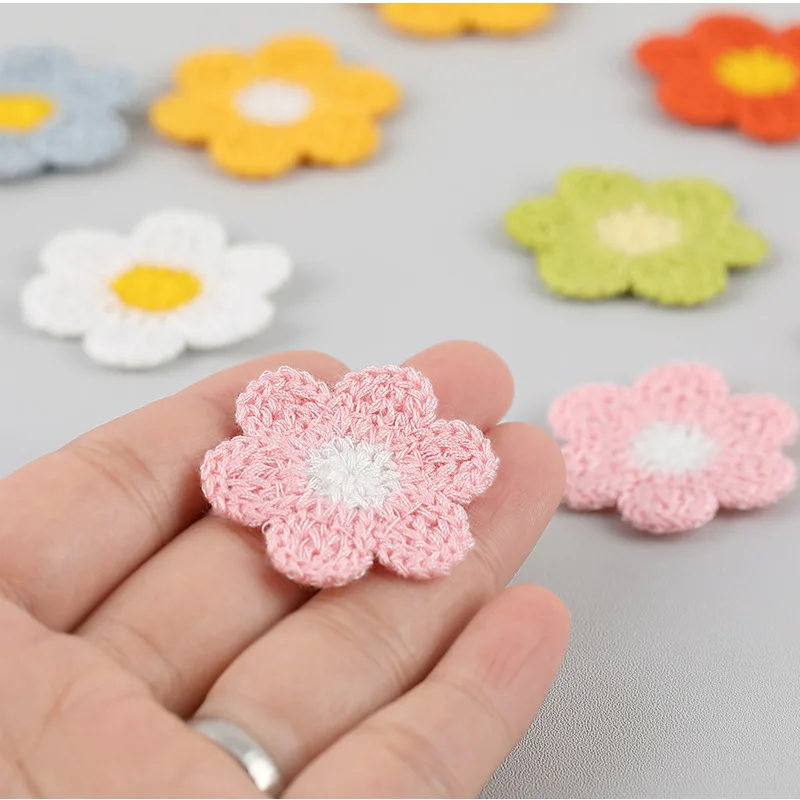 Floral Embroidered Knitted Patches - Decorative Fabric Stickers and Accessories (Set of 10)