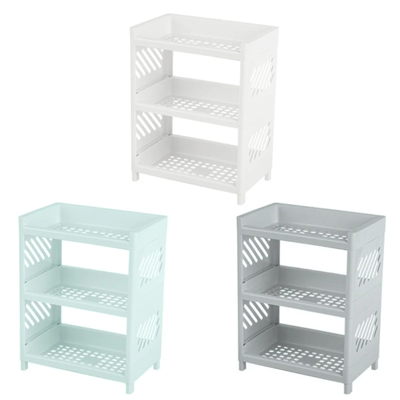 3 Tier Hollow Out Plastic Shelf Foldable Desktop Storage Rack Countertop Cosmetic Holder Spice Storage Tray Organizer