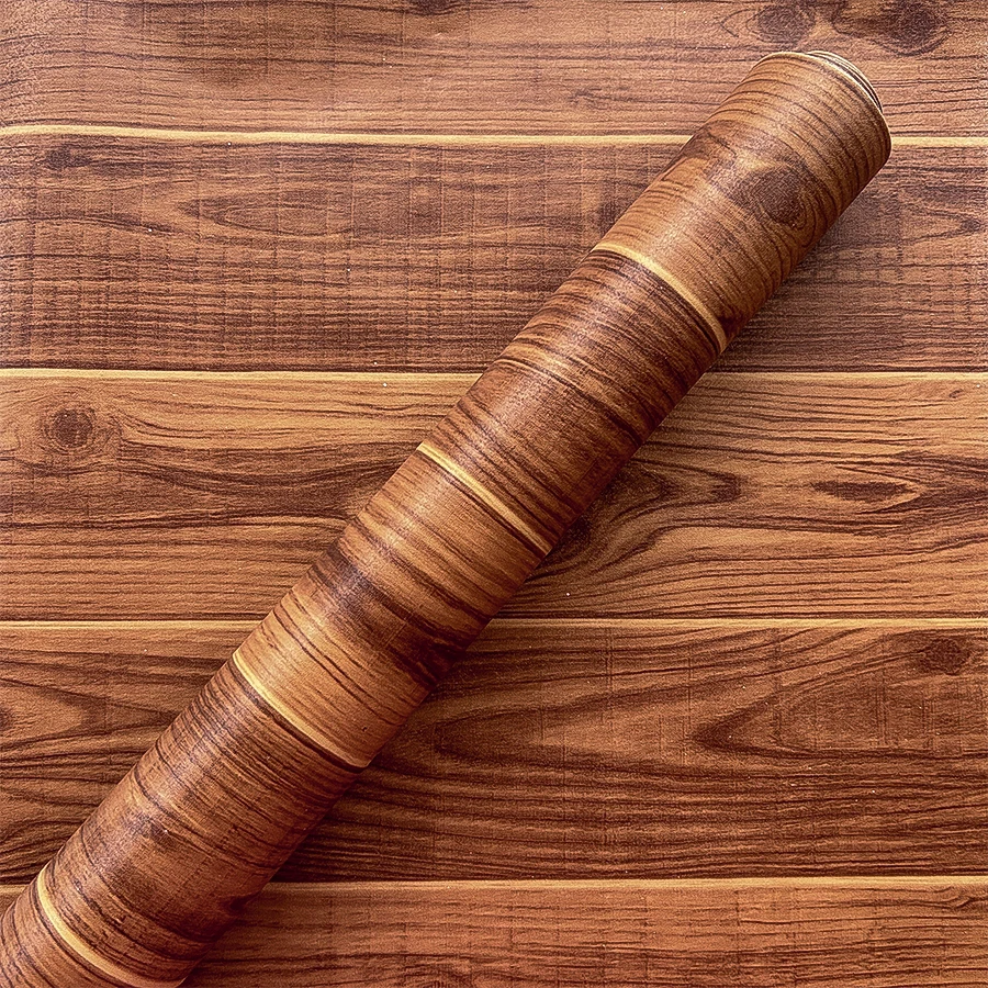 Retro kırmızı ahşap desenli PVC kendinden yapışkanlı duvar kağıdı su geçirmez ve leke tutmaz mobilya yenileme duvar dekorasyon çıkartmaları