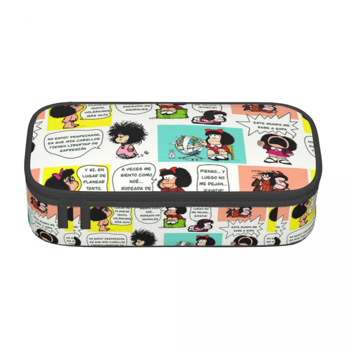 Kawaii Manga Quino Mafalda Pencil Case for Boys Gilrs Large Storage Kawaii Cartoon Pencil Pouch Stationery