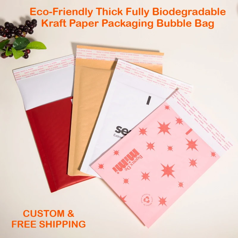 Sac d'expédition en papier Kraft biodégradable épais et écologique personnalisé pour vêtements, emballage logistique, sac d'expédition à bulles étanche