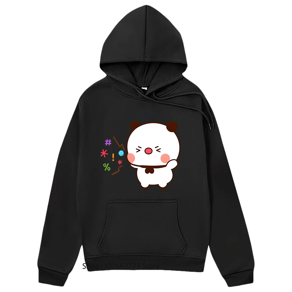 

Angry Bubu Is Yelling At Dudu Sweatshirts Kawaii Funny Panda Bear Graphic Hoodie Women Cartoon Men Clothing Korean Styl Pullover