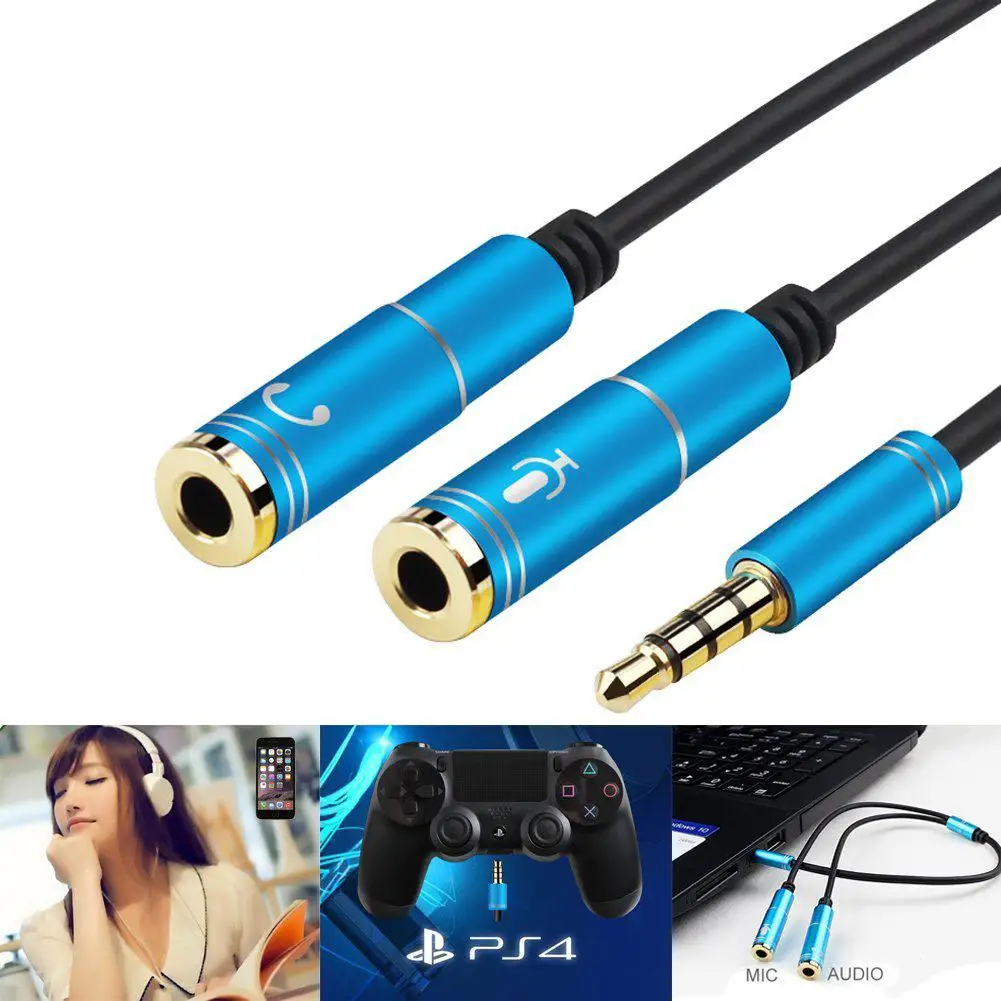 

Portable Headset Adapter Splitter 3.5mm Jack Cable with Separate Mic and Audio Headphone Connector for PS4 Xbox One