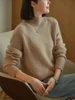 100% Pure Wool Sweater Women's 2024 Autumn/Winter Half High Collar Solid Color Pullover Fashion Light Luxury Cashmere Knit Tops 5