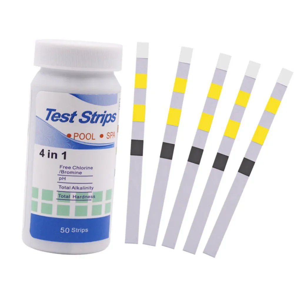 50pcs 4-in-1 PH Test Strips Water Quality Test Paper Strip Residual Chlorine Alkalinity Hardness Tester For Swimming Pool