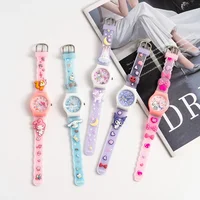 MINISO Sanrio 3D Pattern Children's Watch Cinnamoro Hello Kitty Waterproof Quartz Watch Kuromi Cartoon Silica Gel Watchband Kids 1