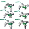 1pcs Gardening zinc alloy faucet one in two out 4 points faucet Green 1